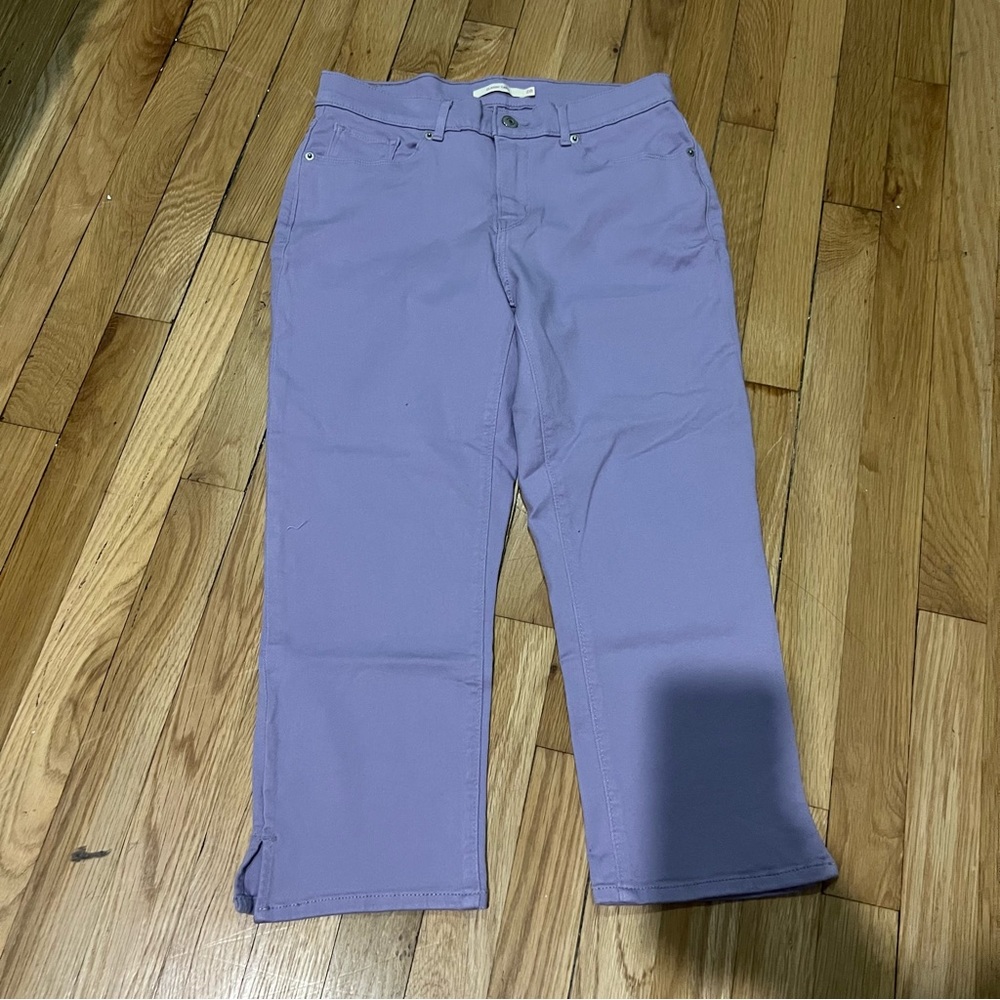 Women’s Levi’s Denim Jeans Classic Capri sz 28 lilac Lavender Purple $50 Crop